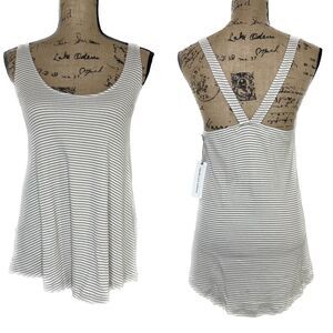 Cupcakes and Cashmere Asana Tank Top Womens S Ivory Sand Stripe Yoga Athleisure